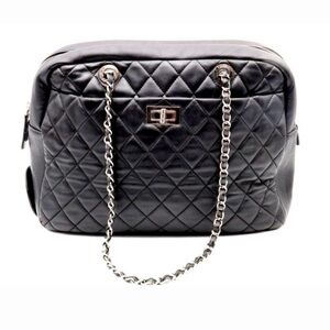 AUTHENTIC Rare Chanel Black Jumbo XL Coco Rain Bag in BLACK